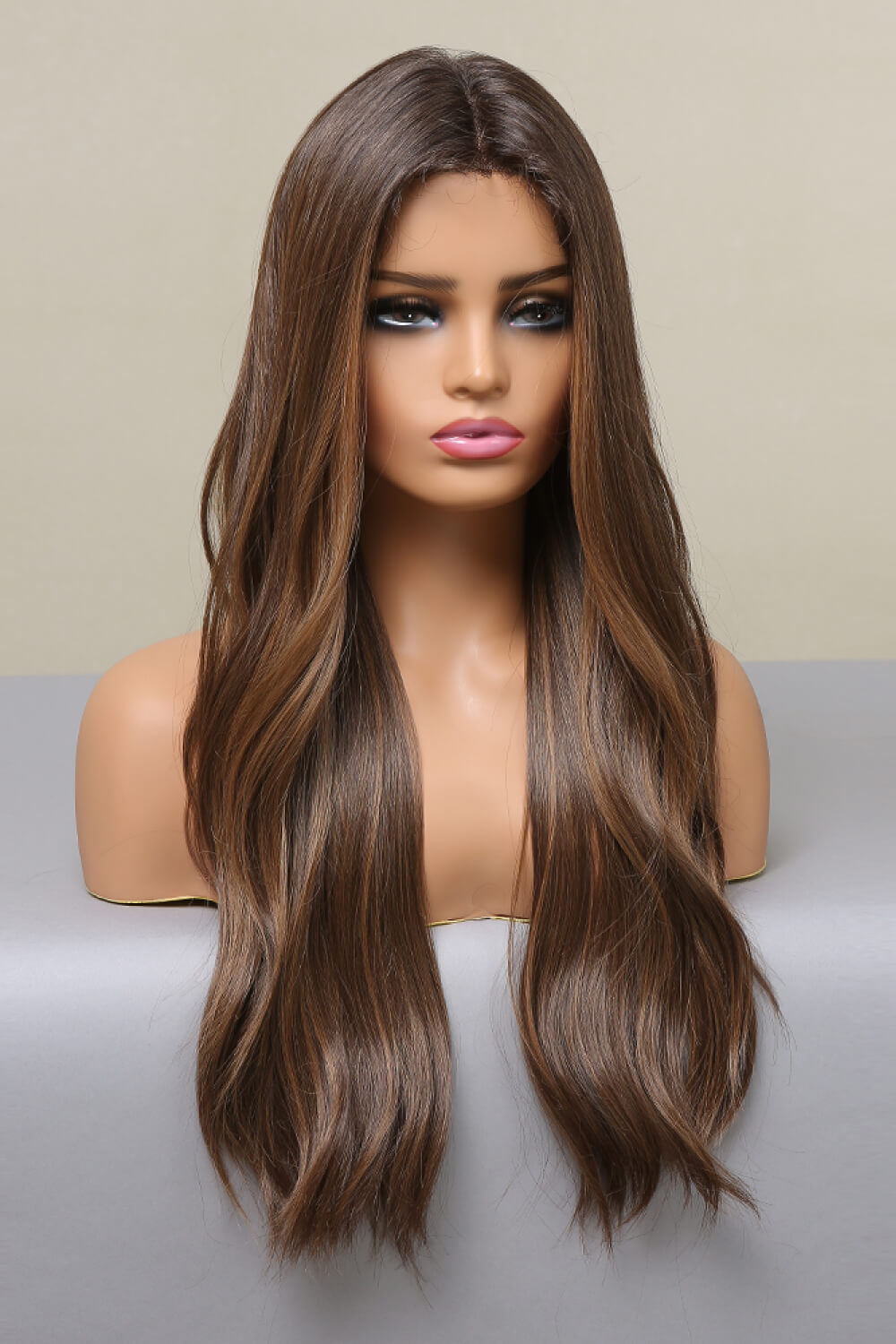Peluca larga lacia color Golden brown
