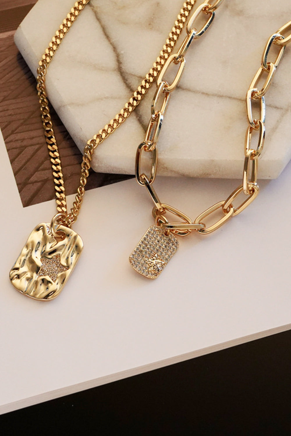 Collar doble con colgante chapado en oro de 18 quilates Never Out Of Reach