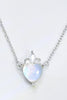 Collar con colgante de corazón de piedra lunar de plata ley 925