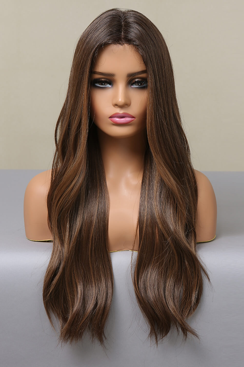Peluca larga lacia color Golden brown
